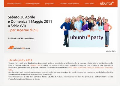 Il sito web di Ubuntu party