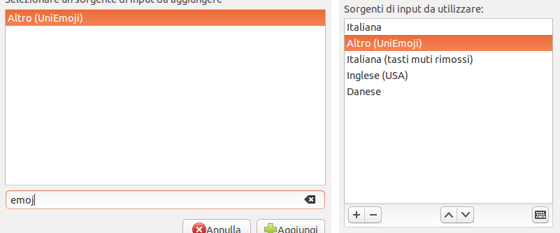 Aggiunta di UniEmoji come secondo metodo di input