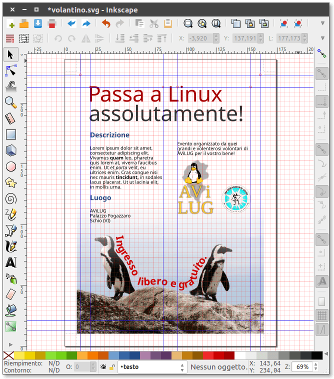 Volantino della serata aperto con Inkscape