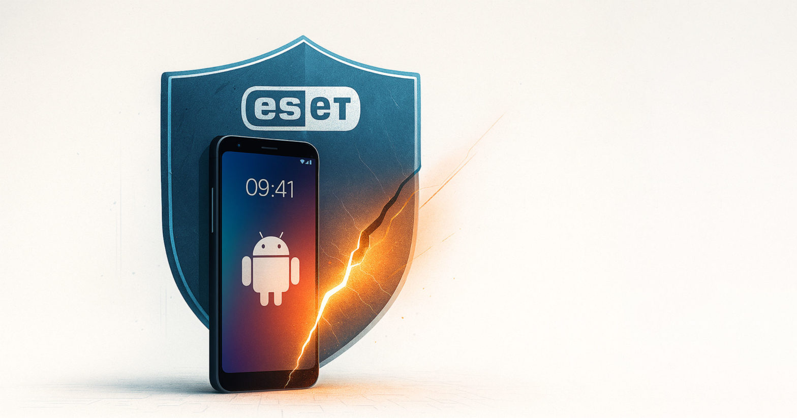 Telefono Android con dietro uno scudo e il logo di ESET