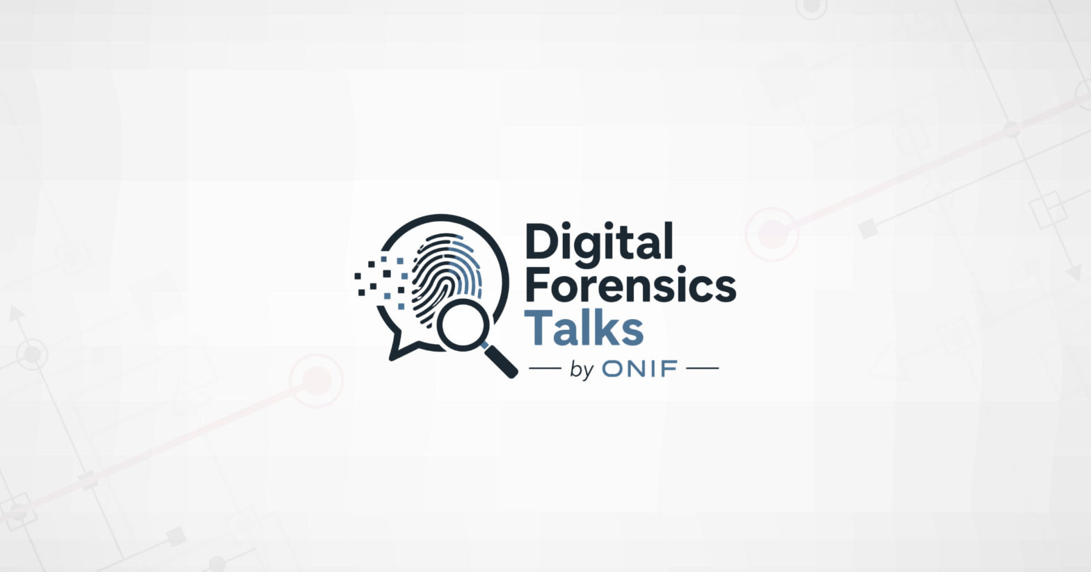 Logo "Digital Forensics Talks by ONIF", con una piccola lente di ingrandimento